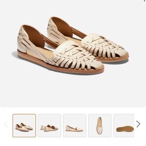 Nisolo Cream Woven Huarache Leather Flats